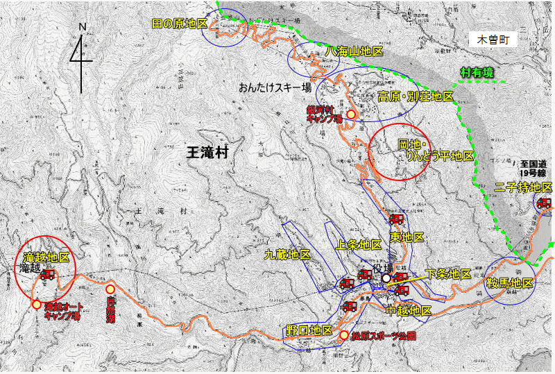 王滝村管内地図