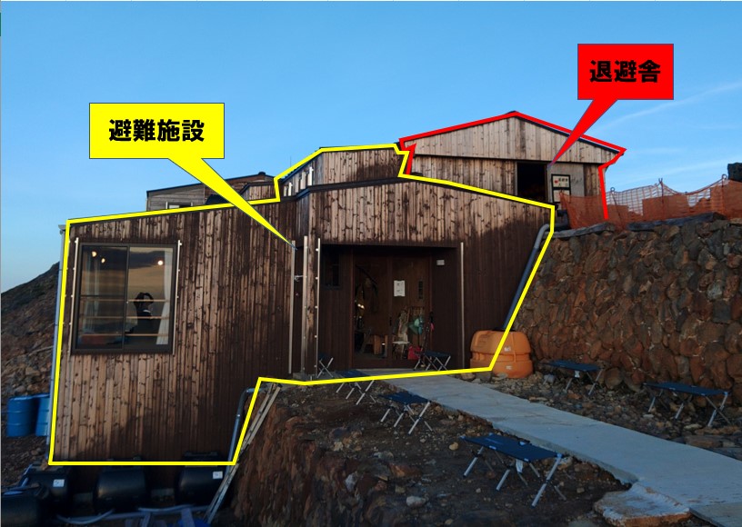 王滝頂上避難施設および退避舎の写真